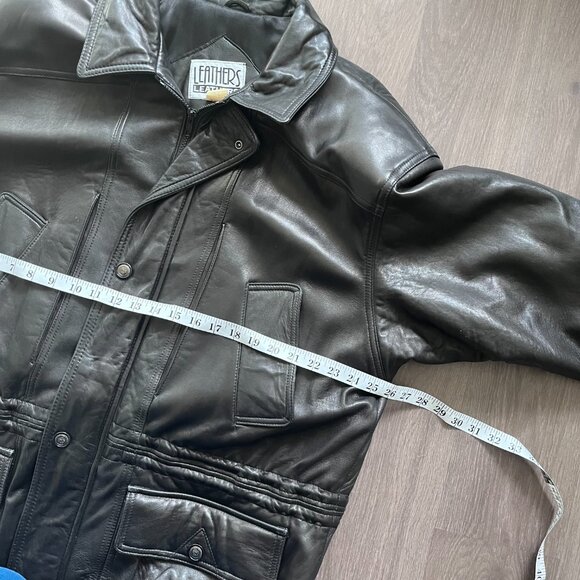 VINTAGE Leathers Leathers Black 100% Genuine 3/4 Length Leather "Car" Coat - Picture 12 of 15